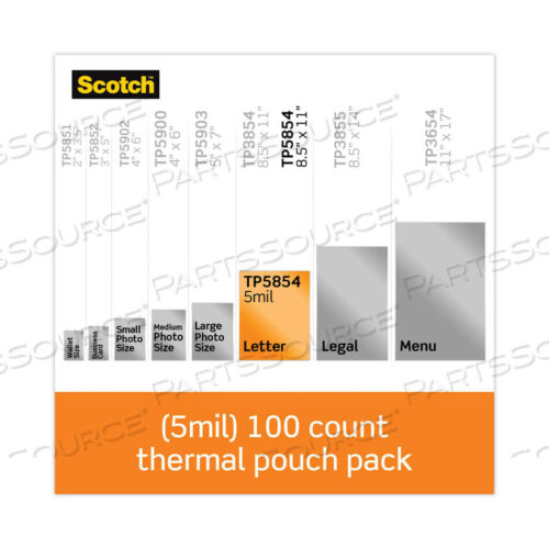OEM#: TP5854100 ПАКЕТЫ ДЛЯ ЛАМИНИРОВАНИЯ, 5 МИЛ, 9 X 11,5, ГЛЯНЦЕВЫЙ ПРОЗРАЧНЫЙ, 100/УПАК от 3M Consumer