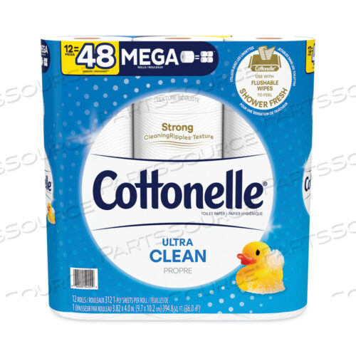 ТУАЛЕТНАЯ БУМАГА ULTRA CLEANCARE, ПРОЧНАЯ ТКАНИ, МЕГАРУЛОНЫ, БЕЗОПАСНАЯ ДЛЯ СЕПТИКОВ, 1-СЛОЙНАЯ, БЕЛАЯ, 284/РУЛОН, 12 РУЛОНОВ/УПАКОВКА, 48 РУЛОНОВ/КОРОБКА