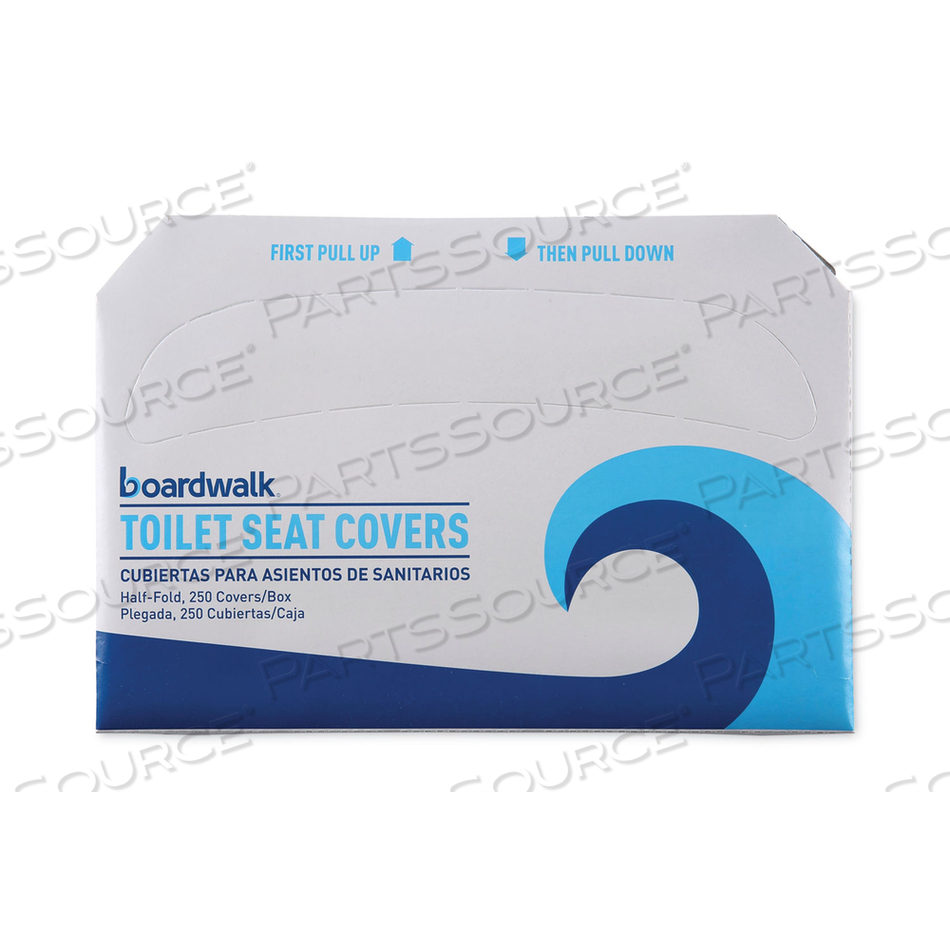 OEM#: BWK-1000ПРЕМИУМ ЧЕХЛЫ ДЛЯ СИДЕНЬЯ УНИТАЗА, СКЛАДЫВАЮЩИЕСЯ ПОЛОВИНУ, 14,25 X 16,5, БЕЛЫЕ, 250 ЧЕХЛОВ/РУКАВ, 4 РУКАВА/КОРОБКА от Boardwalk