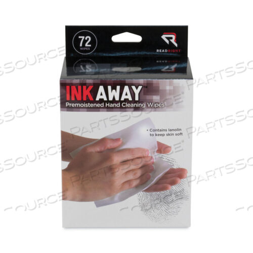 OEM#: RR1302INK AWAY HAND CLEANING PADS, CLOTH, 5 X 7, WHITE, 72/PACK by Read Right