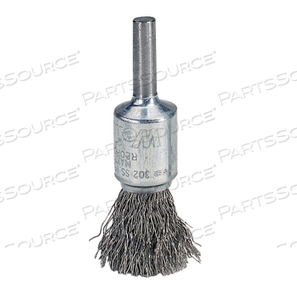 OEM#: 10010ЩЕТКА С ЦЕЛЬНЫМ КОНЦЕМ ИЗ ГОЛОТОЙ ПРОВОЛОКИ, СТАЛЬНАЯ, 22 000 ОБ/МИН, 1 ДЮЙМ X 0,0104 ДЮЙМА от Weiler