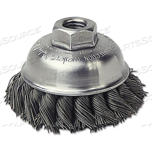 OEM#: 13163SINGLE ROW HEAVY-DUTY KNOT CUP BRUSH, 3-1/2 IN DIA, 5/8-11 UNC, 0.023 STAINLESS WIRE by Weiler
