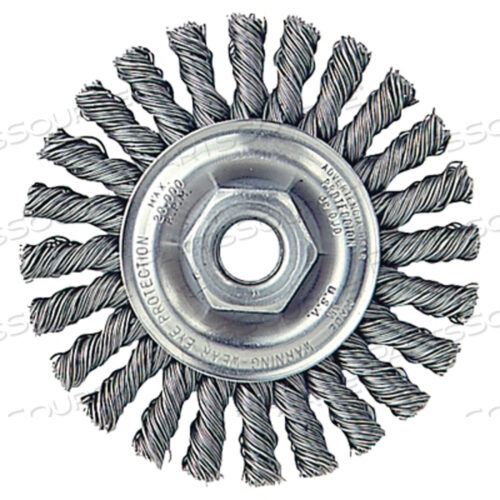 OEM#: 13276КОЛЕСО ДЛЯ УЗЛОВОЙ КРУЧИВАНИЯ КАБЕЛЯ, ДИАМЕТР 4 ДЮЙМА X ШИРИНА 1/4 ДЮЙМА, ПРОВОЛОКА ИЗ НЕРЖАВЕЮЩЕЙ СТАЛИ 0,020 ДЮЙМА, 20000 ОБ/МИН от Weiler