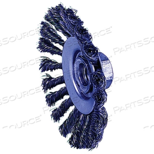 OEM#: 13476KNOT WIRE BEVEL WHEEL, 4-1/2 ДЮЙМА ДИАМЕТРОМ X 3/8 ДЮЙМА W FACE, 0,020 ДЮЙМА СТАЛЬНОЙ ПРОВОЛОКИ, 12500 ОБ/МИН от Weiler