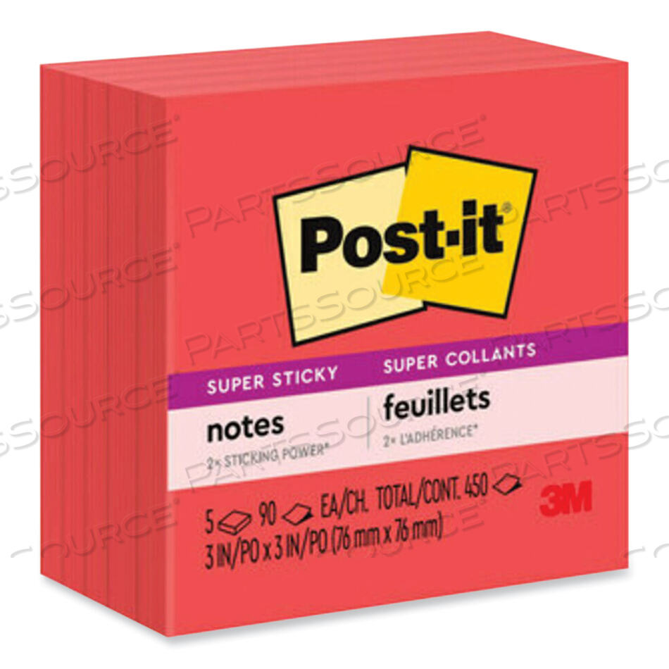 OEM#: 654-5SSRRSELF-STICK NOTES, 3 X 3, SAFFRON RED, 90 SHEETS/PAD, 8 PADS/PACK by 3M Consumer