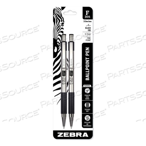 OEM#: 27112F-301 ШАРИКОВАЯ РУЧКА, ВЫДВИЖНАЯ, ТОНКАЯ 0,7 ММ, ЧЕРНЫЕ ЧЕРНИЛА, НЕРЖАВЕЮЩАЯ СТАЛЬ/ЧЕРНЫЙ КОРПУС, 2 ШТ. В УПАКОВКЕ от Zebra Pen Corporation