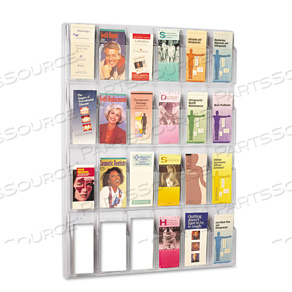 OEM#: 5601CLREVEAL CLEAR LITERATURE DISPLAYS, 24 COMPARTMENTS, 30W X 2D X 41H, CLEAR by Safco