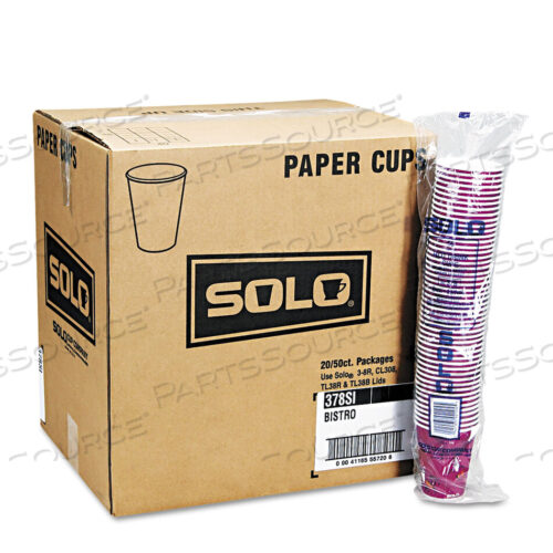 OEM#: 412SIN-0041БУМАЖНЫЕ СТАКАНЧИКИ ДЛЯ ГОРЯЧИХ НАПИТКОВ В ДИЗАЙНЕ БИСТРО, 12 УНЦИЙ, БОРДОВЫЕ, 50 ШТ./ПАКЕТ, 20 ПАКЕТОВ/КОРОБКА от Solo