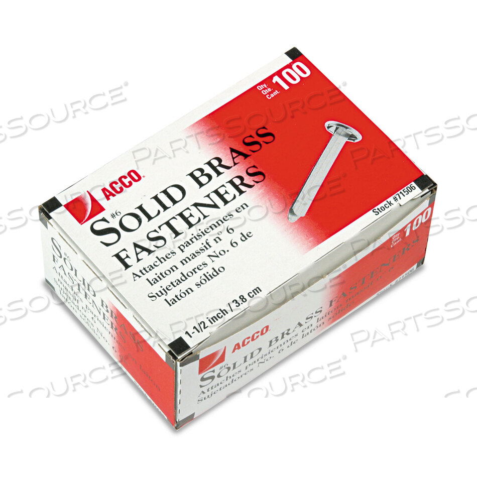 OEM#: A7071506A#6 ЛАТУННЫЕ ШТИФТНЫЕ БУМАЖНЫЕ СКРОЙКИ, 1,5 МОЩНОСТИ, ЛАТУНЬ, 100/КОРОБКА от ACCO Brands