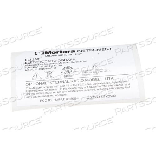 OEM#: 9050-091-11ЭТИКЕТКА ELI 280 ШИБКА MCKESSON от Welch Allyn Inc.