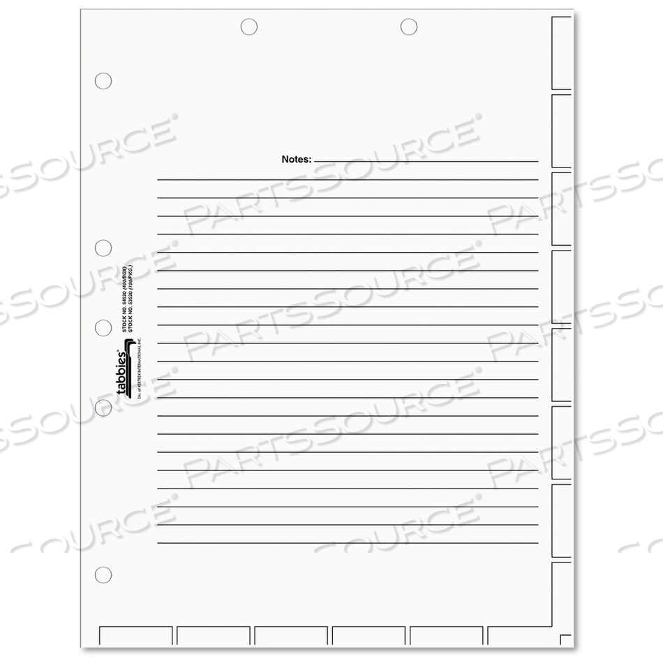 OEM#: 54520РАЗДЕЛИТЕЛЬНЫЕ ЛИСТЫ ДЛЯ МЕДИЦИНСКОЙ КАРТЫ, БЕЗ КЛЕЙК, 11 X 8,5, БЕЛЫЕ, 400/КОРОБКА от Tabbies