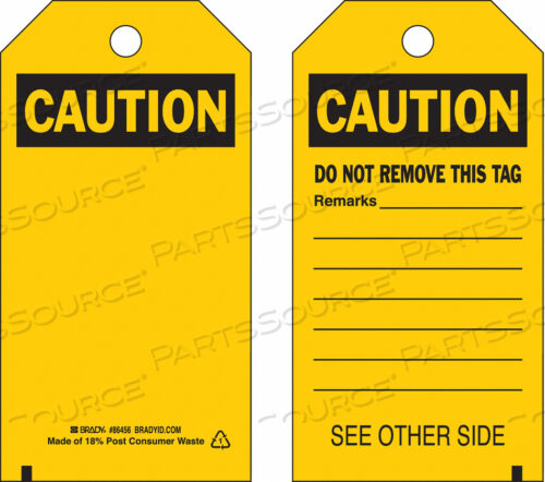 OEM#: 86514CAUT TAG 7 X 4 IN BK/YEL 3/8 IN PK10 от Brady Americas