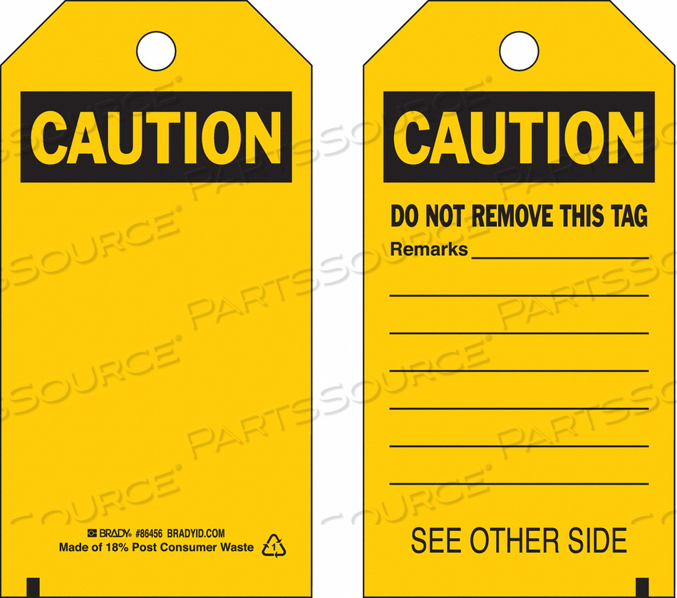 OEM#: 86514CAUT TAG 7 X 4 IN BK/YEL 3/8 IN PK10 от Brady Americas