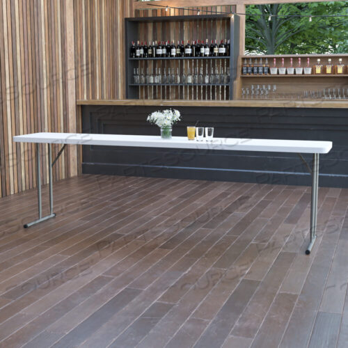 OEM#: DAD-YCZ-244-2-GW-GGELON 8-ФУТОВЫЙ СКЛАДНОЙ ТРЕНИРОВОЧНЫЙ СТОЛ ИЗ БЕЛОГО ГРАНИТА ПЛАСТИКА от Flash Furniture