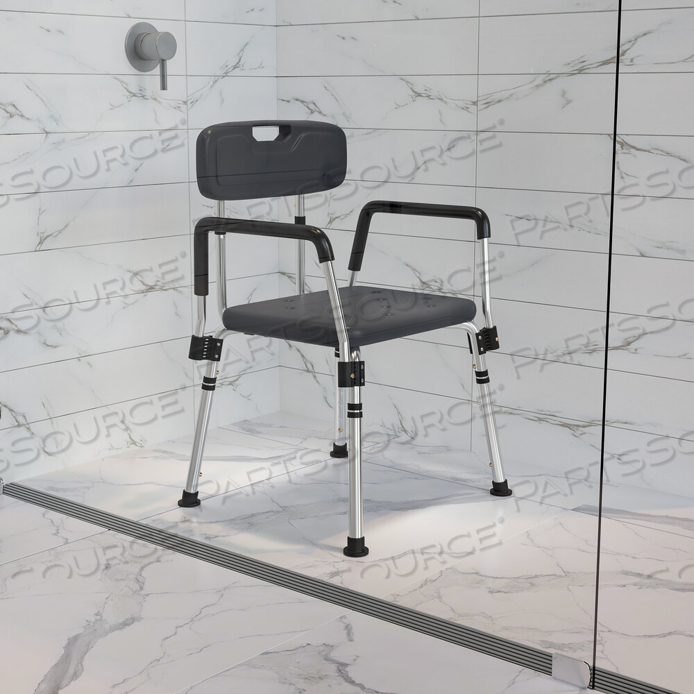 OEM#: DC-HY3523L-GRY-GGHERCULES SERIES ГРУЗОПОДЪЕМНОСТЬЮ 300 ФУНТОВ, РЕГУЛИРУЕМОЕ СЕРОЕ КРЕСЛО ДЛЯ ВАННЫ И ДУША С БЫСТРОРАЗЪЕМНОЙ СПИНКОЙ И ПОДЛОКОТНИКАМИ от Flash Furniture