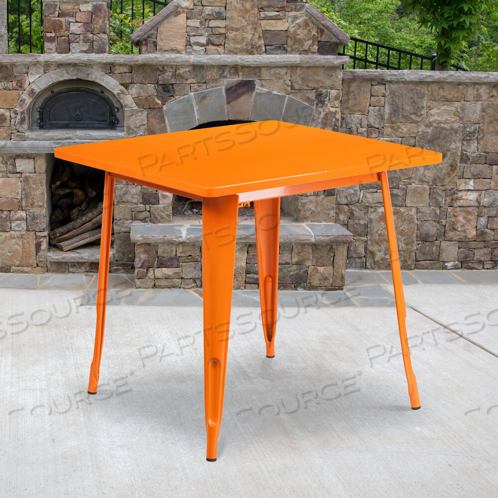 OEM#: ET-CT002-1-OR-GGFELIX COMMERCIAL GRADE 31.5 SQUARE ORANGE METAL INDOOR-OUTDOOR TABLE by Flash Furniture