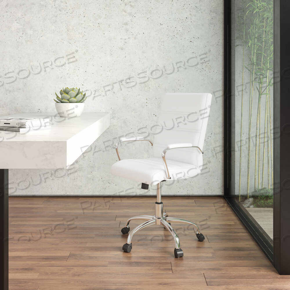 OEM#: GO-2286M-WH-GGWHITNEY ВРАЩАЮЩЕЕСЯ ОФИСНОЕ КРЕСЛО ДЛЯ РУКОВОДИТЕЛЯ, ИЗ ЗОЛОТИСТОЙ КОЖИ, МЯГКОЙ, С ХРОМИРОВАННОЙ РАМКОЙ И ПОДЛОКОТНИКАМИ, от Flash Furniture