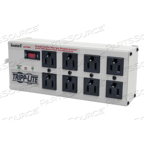 OEM#: ISOTEL8ULTRAISOBAR СЕТЕВОЙ ФИЛЬТР МЕТАЛЛИЧЕСКИЙ RJ11 8 РОЗЕТОК 12 ФУТОВ ШНУР 3840 ДЖОУЛЕЙ от Tripp Lite