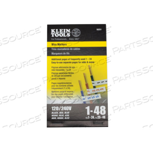 КНИГА МАРКЕРОВ ПРОВОДОВ 120/240 В 3 ФАЗЫ 1-48