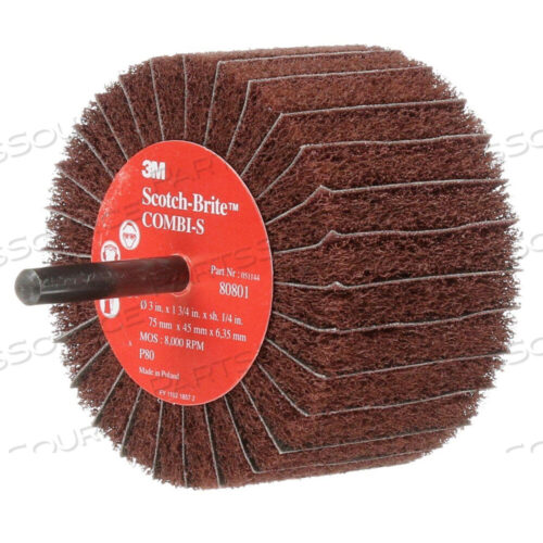 OEM#: 700007796551144-80801 3M-BRITE COMBI-S WHEEL,3X1-3/4X1/4 SHANK,80 GRIT X-WEIGHT by 3M Consumer