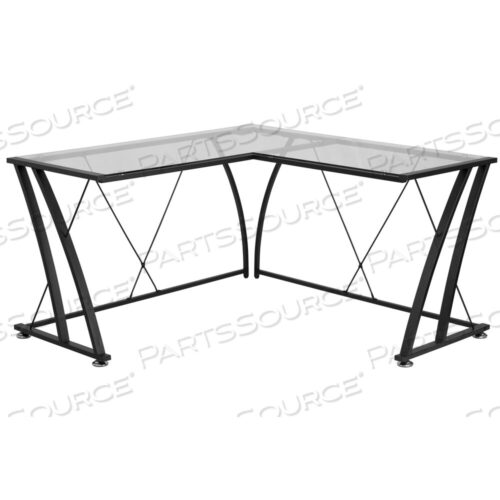 OEM#: NAN-WK-096-GGSINGLETON СТЕКЛЯННЫЙ L-ОБРАЗНЫЙ КОМПЬЮТЕРНЫЙ СТОЛ С ЧЕРНОЙ МЕТАЛЛИЧЕСКОЙ РАМКОЙ от Flash Furniture