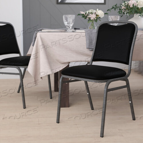 OEM#: NG-108-SV-BK-VYL-GGHERCULES SERIES STACKING BANQUE CHAIR ИЗ ЧЕРНОГО ВИНИЛА - СЕРЕБРЯНАЯ РАМА от Flash Furniture