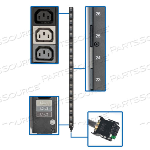 PDU 8.6/12.6KW 3-ФАЗНЫЙ ВЕРТИКАЛЬНЫЙ PDU STRIP 208V РОЗЕТКИ (51 C13)