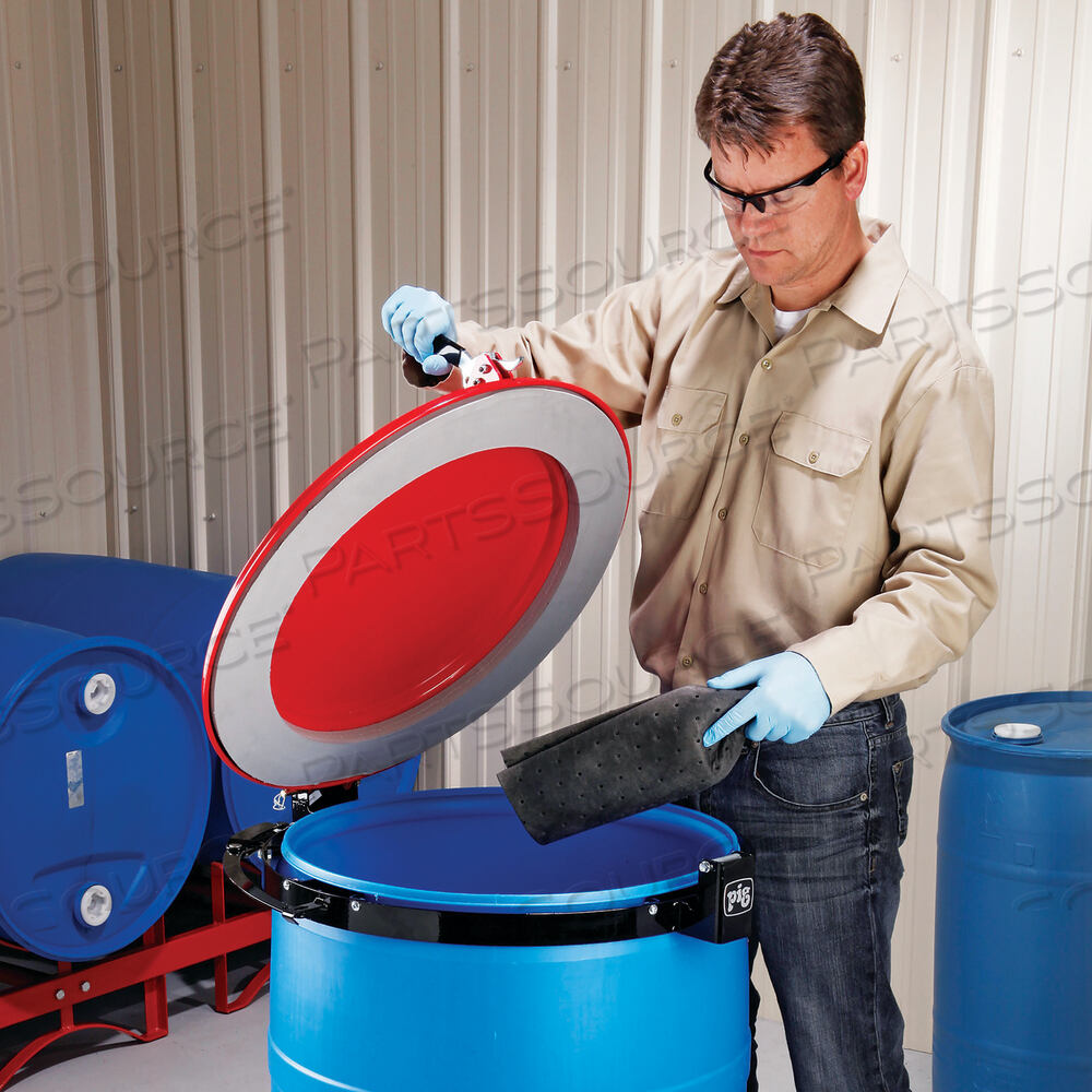 OEM#: DRM1084-BKPIG КРЫШКА С ЗАЩЕЛКОЙ И КОЛЬЦОМ БЫСТРОЙ ЗАЩЕЛКИ ДЛЯ ПОЛИМЕРНОГО БАРАБАНА от New Pig Corporation