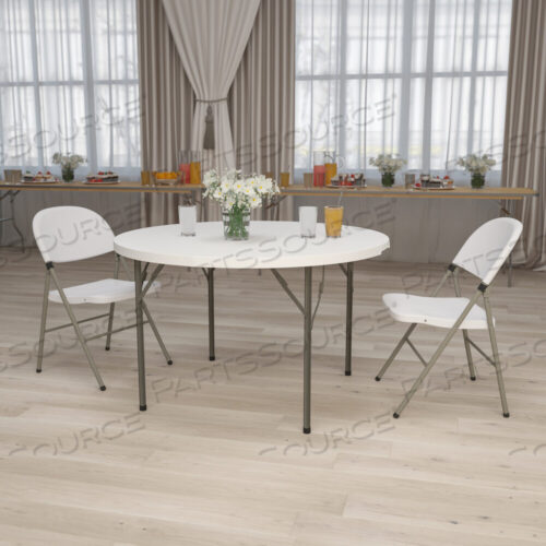 OEM#: RB-48R-GGKATHRYN 4-FOOT ROUND GRANITE WHITE PLASTIC FOLDING TABLE by Flash Furniture