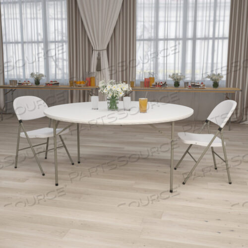 OEM#: RB-60R-GGKATHRYN 5-ФУТОВЫЙ КРУГЛЫЙ СКЛАДНОЙ СТОЛ ИЗ БЕЛОГО ГРАНИТА ПЛАСТИКА от Flash Furniture