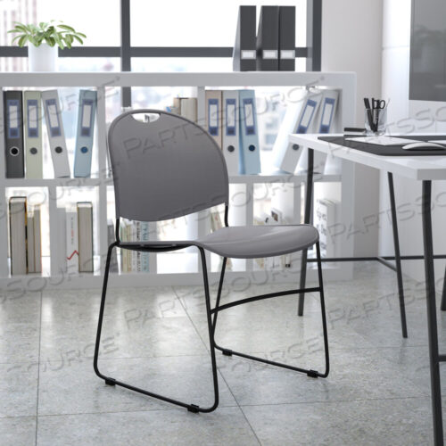 OEM#: RUT-188-GY-GGHERCULES SERIES 880 LB. CAPACITY ULTRA-COMPACT STACK CHAIR СЕРОГО ЦВЕТА С ЧЕРНЫМ ПОРОШКОВЫМ ПОКРЫТИЕМ КАРКАС от Flash Furniture