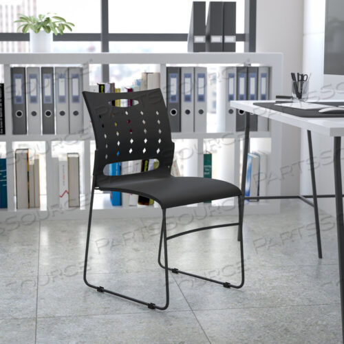 OEM#: RUT-2-BK-GGHERCULES SERIES 881 LB. CAPACITY BLACK SLEED BASE STACK CHAIR С ВОЗДУШНОЙ СПИНКОЙ от Flash Furniture
