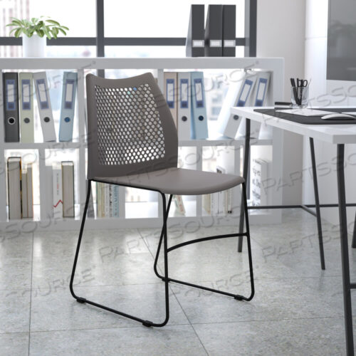 OEM#: RUT-498A-GY-GGHERCULES SERIES, СЕРЫЙ СТУЛ, ГРУЗОПОДЪЕМНОСТЬЮ 661 ФУНТ, С ВЕНТИЛЯЦИОННОЙ СПИНКОЙ И ЧЕРНЫМ ПОРОШКОВЫМ ПОКРЫТИЕМ, ОСНОВАНИЕМ ДЛЯ ПОЛОЗКОВ от Flash Furniture