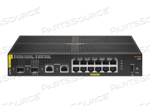 Коммутатор HPE ARUBA 6100 12G CLASS4 POE 2G/2SFP+ 139 Вт, управляемый, 12 X 10/100/1000 (POE+) + 2 X 1 GIGABIT / 10 GIGABIT SFP+ + 2 X 1000BASE-T,