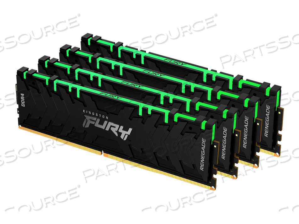 FURY RENEGADE RGB, DDR4, КОМПЛЕКТ, 128 ГБ: 4 X 32 ГБ, DIMM 288-КОНТАКТНЫЙ, 3200 МГЦ / PC4-25600, CL16, 1,35 В, БЕЗ БУФЕРА, NON-ECC, ЧЕРНЫЙ