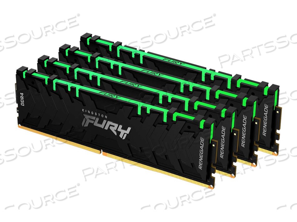 FURY RENEGADE RGB, DDR4, КОМПЛЕКТ, 64 ГБ: 4 X 16 ГБ, DIMM 288-КОНТАКТНЫЙ, 3600 МГЦ / PC4-28800, CL16, 1,35 В, БЕЗ БУФЕРА, NON-ECC, ЧЕРНЫЙ