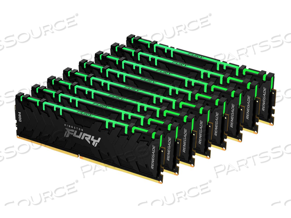 FURY RENEGADE RGB, DDR4, КОМПЛЕКТ, 256 ГБ: 8 X 32 ГБ, DIMM 288-КОНТАКТНЫЙ, 3200 МГЦ / PC4-25600, CL16, 1,35 В, БЕЗ БУФЕРА, NON-ECC, ЧЕРНЫЙ