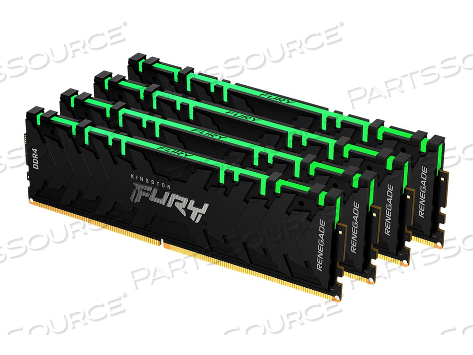 FURY RENEGADE RGB, DDR4, КОМПЛЕКТ, 128 ГБ: 4 X 32 ГБ, DIMM 288-КОНТАКТНЫЙ, 3600 МГЦ / PC4-28800, CL18, 1,35 В, БЕЗ БУФЕРА, NON-ECC, ЧЕРНЫЙ