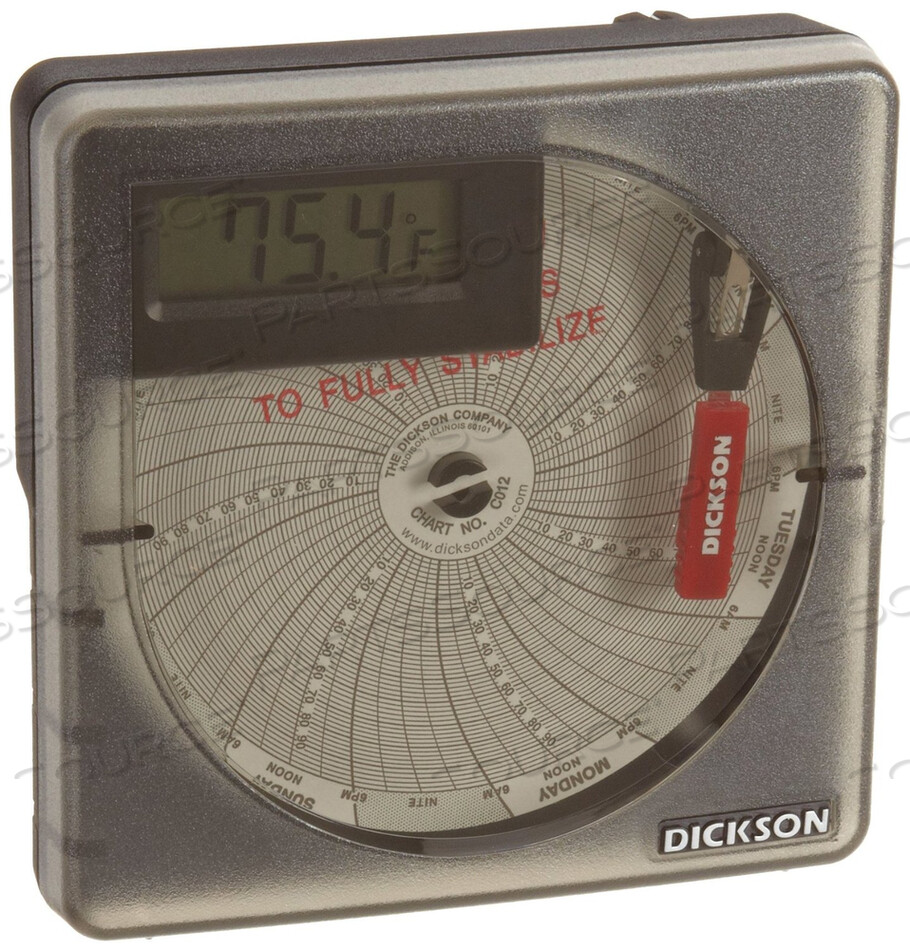 OEM#: SL4350CIRCULAR CHART RECORDER, 4 IN CHART, 1 OR 7 DAYS, AA BATTERY, -22 TO 122 DEG F, +/-1.8 DEG F, 36 MONTH, (1) AA BATTERY, (1) RED PEN by Dickson