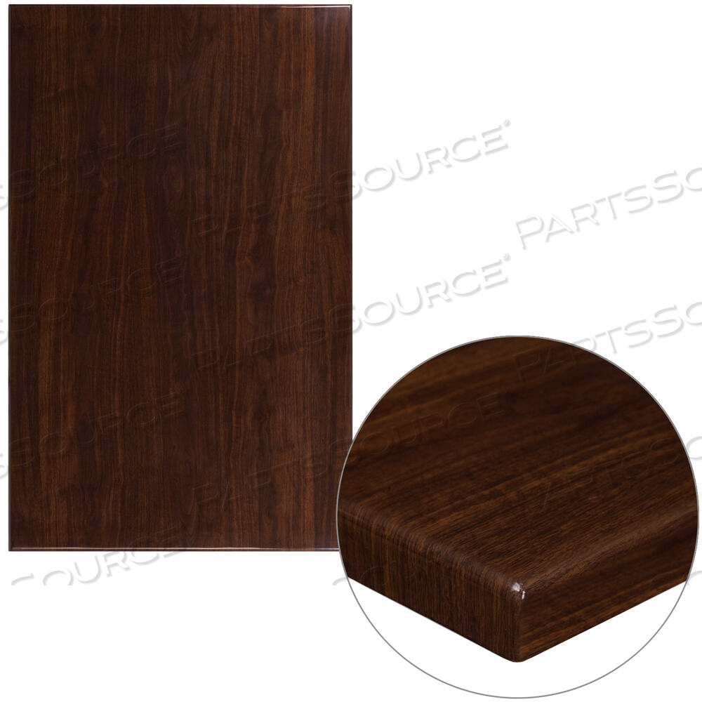 OEM#: TP-WAL-3048-GGGLENBROOK 30 X 48 ПРЯМОУГОЛЬНАЯ СТОЛЕШНИЦА ИЗ ВЫСОКОГЛЯНЦЕВОЙ СМОЛЫ ОРЕХА С 2 ТОЛСТЫМИ КРОМКАМИ от Flash Furniture