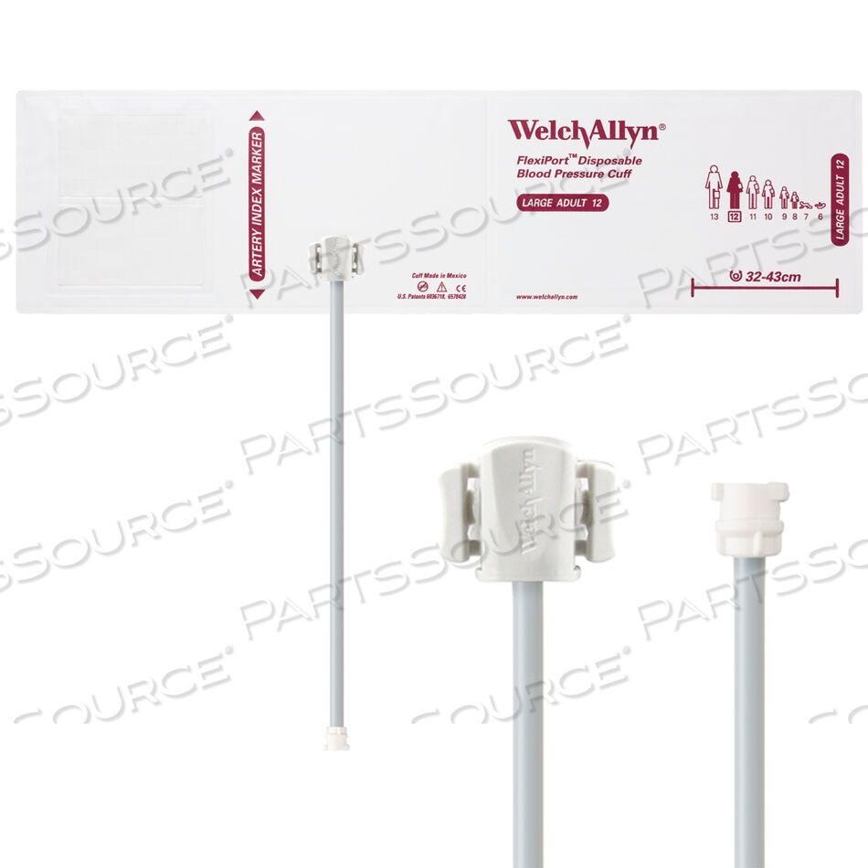 OEM#: VINYL-12-1MQПОЛНОСТЬЮ КОНФИГУРИРОВАННЫЕ МАНЖЕТЫ FLEXIPORT ДЛЯ ИЗМЕРЕНИЯ АРТЕРИАЛЬНОГО ДАВЛЕНИЯ, БОЛЬШИЕ ДЛЯ ВЗРОСЛЫХ (12) 32–43 СМ, ОДИНАРНАЯ ТРУБКА, С ЗАМКОМ, ОДНОРАЗОВЫЕ ИЗ ВИНИЛА (20 МАНЖЕТ В КОРОБКЕ) от Welch Allyn Inc.