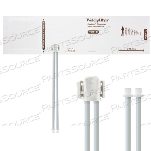 OEM#: VINYL-13-2SПолностью укомплектованные манжеты для измерения артериального давления FLEXIPORT, бедра (13) 40–55 см, с двойной трубкой, с винтом, одноразовые, виниловые (20 манжет в коробке) от Welch Allyn Inc.
