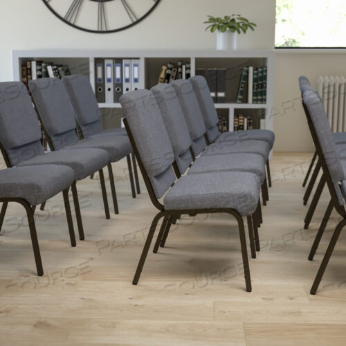 OEM#: XU-CH-60096-BEIJING-GY-GGHERCULES SERIES 18.5W STACKING CHURCH CHAIR ИЗ СЕРОЙ ТКАНИ - РАМА GOLD VEIN от Flash Furniture