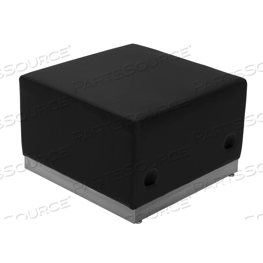 OEM#: ZB-803-OTTOMAN-BK-GGHERCULES ALON SERIES ЧЕРНЫЙ КОЖАНЫЙ МЯГКИЙ ОТТОМАН С ОСНОВАНИЕМ ИЗ МАТОВОЙ НЕРЖАВЕЮЩЕЙ СТАЛИ от Flash Furniture