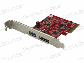 2-ПОРТОВАЯ КАРТА USB 3.1 (10 Гбит/с) И ESATA PCIE - 1X USB-A И 1X ESATA - USB-АДАПТЕР - PCIE 3.0 X4 НИЗКИЙ ПРОФИЛЬ - USB 3.1 X 1 + ESATA 6 ГБ/С X 1 - КРАСНЫЙ