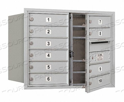 OEM#: 3706D-10AFU4C ГОРИЗОНТАЛЬНЫЙ ПОЧТОВЫЙ ЯЩИК, 23-1/2H, ДВУХСТОЛБНЫЙ, 10 ДВЕРЕЙ MB1, ЗАГРУЗКА СПЕРЕД, АЛЮМИНИЙ, USPS от Salsbury Industries