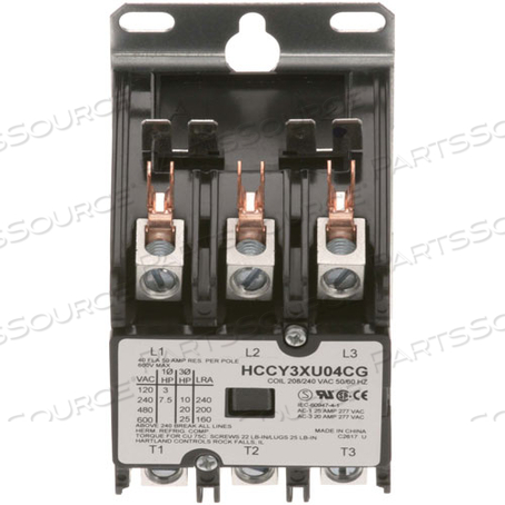 Заменяет Wells Manufacturing 2E-302789КОНТАКТОР 3P 40/50A 208/240V