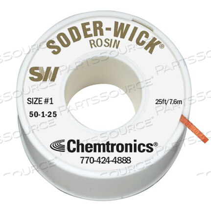 OEM#: 50-1-25SODER-WICK КАНИФОЛИНАЯ ОПЛЕТКА, МЕДНАЯ, БЕЛАЯ, 0,03 ДЮЙМА X 25 ФУТОВ от Chemtronics