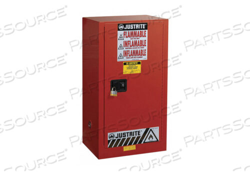 OEM#: 89151120 ГАЛЛОНОВ 1 ДВЕРЦА, РУЧНОЙ, ШКАФ ДЛЯ КРАСКИ И ЧЕРНИЛ, 23-1/4 Ш X 18 Г X 44 В, КРАСНЫЙ от Justrite