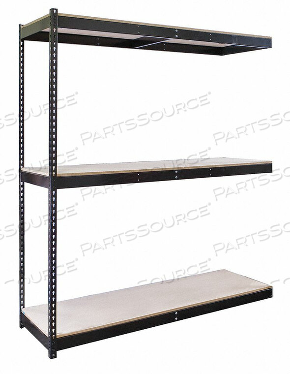 OEM#: DRHC963084-3A-P-MERIVETWELL ДВОЙНОЙ БЕСБОЛТОВЫЙ СТЕЛЛАЖ С ЗАКЛЕПКАМИ 96 Ш x 30 Г x 84 В 3 УРОВНЯ, ДОПОЛНИТЕЛЬНЫЙ С ДЕРЕВЯННЫМ НАСТИЛОМ, ЧЕРНЫЙ от Hallowell